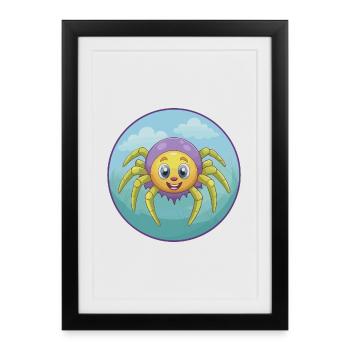 Spider Cute Kawaii Cartoon Clipart Animal Pet - Framed poster (27 × 37 cm) - black - Front