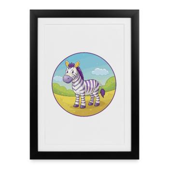 Zebra Cute Kawaii Cartoon Clipart Animal Pet - Framed poster (27 × 37 cm) - black - Front