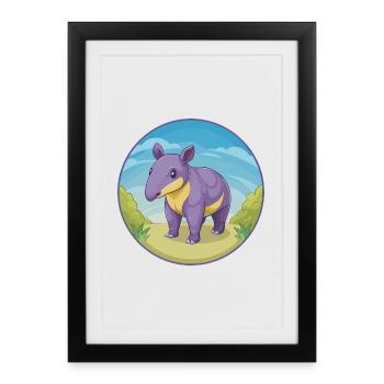 Tapir Cute Kawaii Cartoon Clipart Animal Pet - Framed poster (27 × 37 cm) - black - Front
