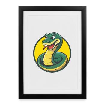 Anaconda Cute Kawaii Cartoon Clipart Pet Animal - Framed poster (27 × 37 cm) - black - Front