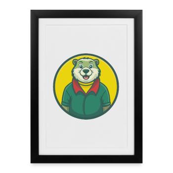 Marmot Cute Kawaii Cartoon Clipart Pet Animal - Framed poster (27 × 37 cm) - black - Front