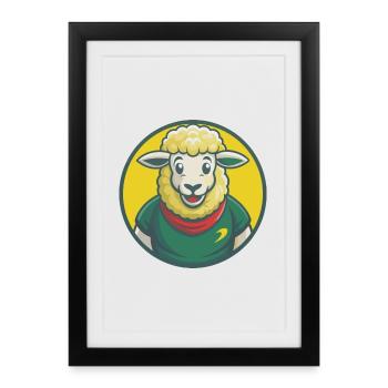 mouton mignon kawaii dessin animé clipart animal de compagnie - Affiche encadrée (27 × 37 cm) - noir - Devant