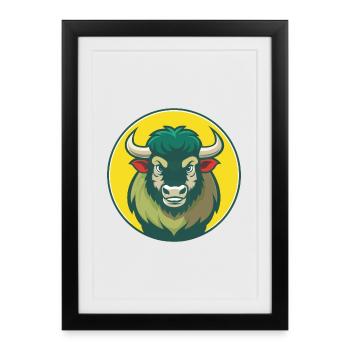 Buffalo Cute Kawaii Cartoon Clipart Pet Animal - Framed poster (27 × 37 cm) - black - Front