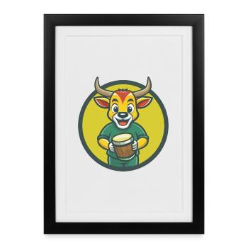 Bongo Cute Kawaii Cartoon Clipart Pet Animal - Framed poster (27 × 37 cm) - black - Front