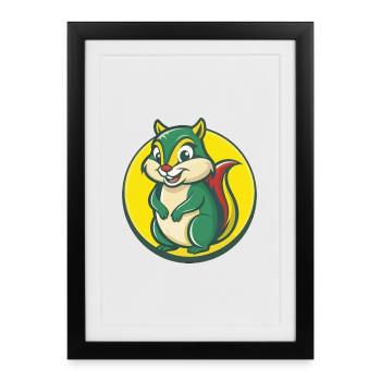 tamia mignon Kawaii dessin animé Clipart Animal de compagnie - Affiche encadrée (27 × 37 cm) - noir - Devant