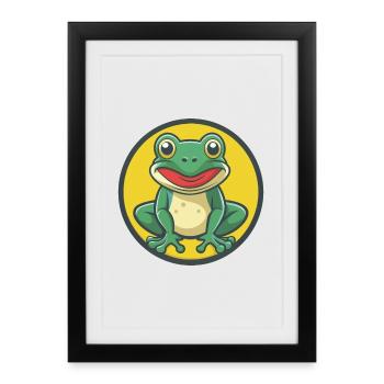 Frog Cute Kawaii Cartoon Clipart Pet Animal - Framed poster (27 × 37 cm) - black - Front