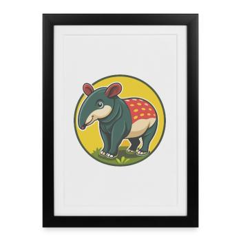 Tapir Cute Kawaii Cartoon Clipart Pet Animal - Framed poster (27 × 37 cm) - black - Front