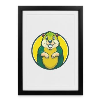 Gopher Cute Kawaii Cartoon Clipart Pet Animal - Framed poster (27 × 37 cm) - black - Front