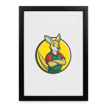 Kangaroo Cute Kawaii Cartoon Clipart Pet Animal - Framed poster (27 × 37 cm) - black - Front