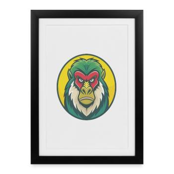 Mandrill Cute Kawaii Cartoon Clipart Pet Animal - Framed poster (27 × 37 cm) - black - Front