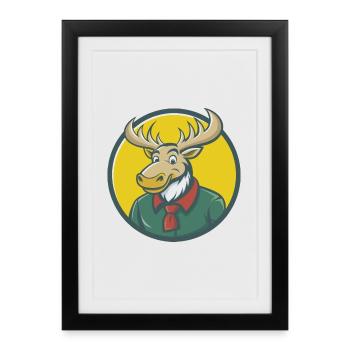 orignal mignon Kawaii dessin animé Clipart animal de compagnie - Affiche encadrée (27 × 37 cm) - noir - Devant