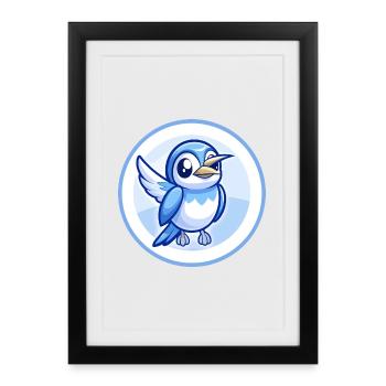 Bee Eater Blue Kawaii Cartoon Character Clipart - Framed poster (27 × 37 cm) - black - Front