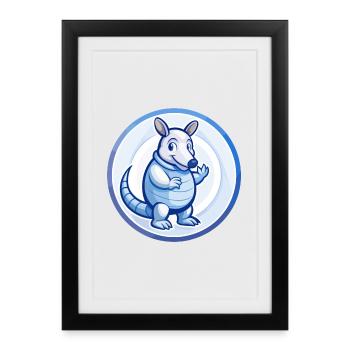 Armadillo Blue Kawaii Cartoon Character Clipart - Framed poster (27 × 37 cm) - black - Front