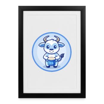 Bongo Blue Kawaii Cartoon Character Clipart Pet - Framed poster (27 × 37 cm) - black - Front