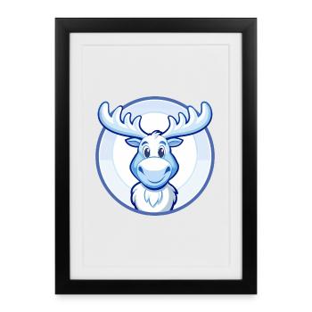orignal bleu kawaii dessin animé personnage clipart animal de compagnie - Affiche encadrée (27 × 37 cm) - noir - Devant