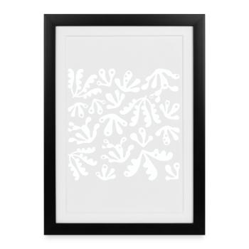 Abstrait Corail L Blanc - Affiche encadrée (27 × 37 cm) - noir - Devant