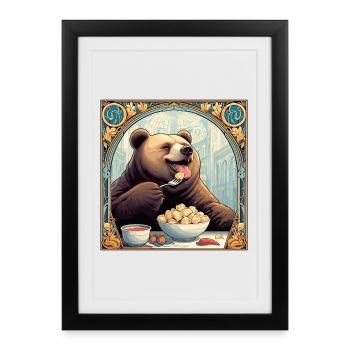 Pelmeni Bear Russian Gift - Framed poster (27 × 37 cm) - black - Front