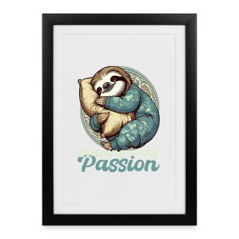 Cadeau de la passion endormie de la paresse - Affiche encadrée (27 × 37 cm) - noir - Devant