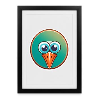 Oiseau tropical comique - Affiche encadrée (27 × 37 cm) - noir - Devant