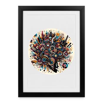 Afro Style Explosion Musicale Abstraite - Affiche encadrée (27 × 37 cm) - noir - Devant