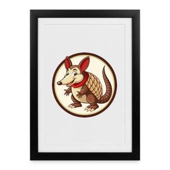 Armadillo Colorful Kawaii Cartoon Character Pet - Framed poster (27 × 37 cm) - black - Front