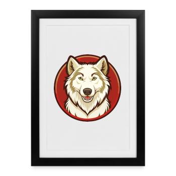 Arctic Wolf Colorful Kawaii Cartoon Character Pet - Framed poster (27 × 37 cm) - black - Front