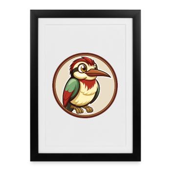Bee Eater Colorful Kawaii Cartoon Character Pet - Framed poster (27 × 37 cm) - black - Front