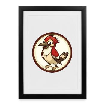 Jay Bird Colorful Kawaii Cartoon Character Clipart - Framed poster (27 × 37 cm) - black - Front