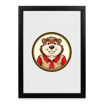 Marmot Colorful Kawaii Cartoon Character Clipart - Framed poster (27 × 37 cm) - black - Front
