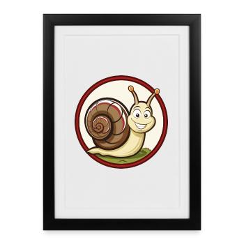 Snail Colorful Kawaii Cartoon Character Clipart - Framed poster (27 × 37 cm) - black - Front