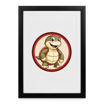 Turtle Colorful Kawaii Cartoon Character Clipart - Framed poster (27 × 37 cm) - black - Front