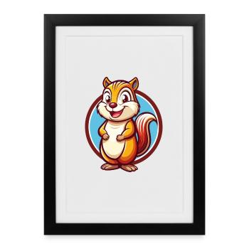 tamia drôle Kawaii dessin animé Clipart animal de compagnie - Affiche encadrée (27 × 37 cm) - noir - Devant