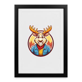 orignal mignon drôle kawaii dessin animé clipart animal de compagnie - Affiche encadrée (27 × 37 cm) - noir - Devant