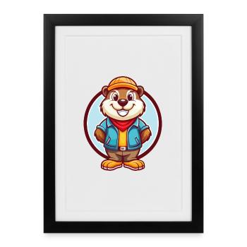 Marmot Funny Kawaii Cartoon Clipart Animal Pet - Framed poster (27 × 37 cm) - black - Front