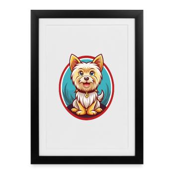 Yorkshire Terrier Dog Funny Kawaii Cartoon Animal - Framed poster (27 × 37 cm) - black - Front