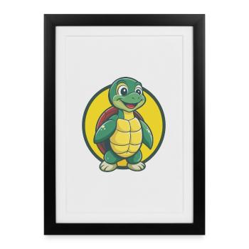 Turtle Cute Kawaii Cartoon Clipart Pet Animal - Framed poster (27 × 37 cm) - black - Front
