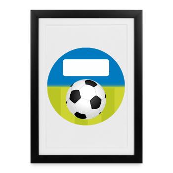 Schulaufkleber rund - Fußball blau grün  - Gerahmtes Poster (27 × 37 cm) - Schwarz - Vorne