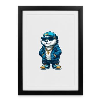 Beaver Cool Cartoon Character Kawaii Clipart - Framed poster (27 × 37 cm) - black - Front