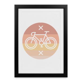 Vélo de route rétro Gravel Vintage Lines Single Speed - Affiche encadrée (27 × 37 cm) - noir - Devant