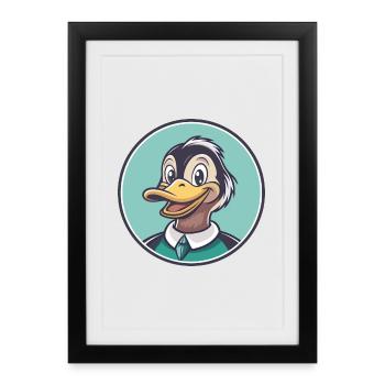 Duck Kawaii Cartoon Character Animal Pet Face - Framed poster (27 × 37 cm) - black - Front