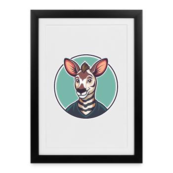 Okapi Kawaii Cartoon Character Animal Pet Face - Framed poster (27 × 37 cm) - black - Front