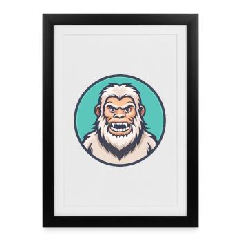 Yeti Kawaii Cartoon Character Animal Pet Face - Framed poster (27 × 37 cm) - black - Front