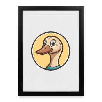 oie kawaii dessin animé personnage animal visage d’animal de compagnie - Affiche encadrée (27 × 37 cm) - noir - Devant