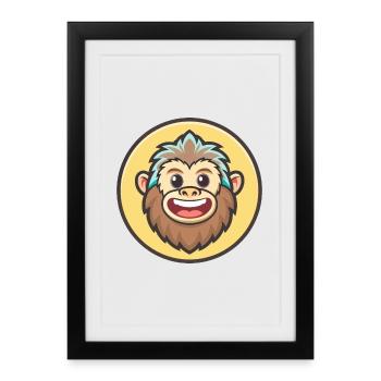 Yeti Kawaii Cartoon Character Animal Pet Face - Framed poster (27 × 37 cm) - black - Front