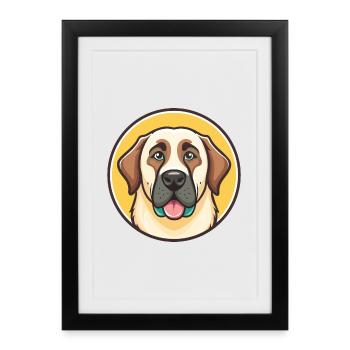 Anatolian Shepherd Dog Breed Cartoon Kawaii - Framed poster (27 × 37 cm) - black - Front