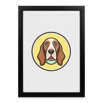 Bracco Italiano Chien Race Dessin animé Kawaii Clipart - Affiche encadrée (27 × 37 cm) - noir - Devant