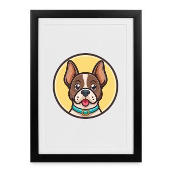 Braque Dauvergne Chien Race Dessin animé Kawaii Clipart - Affiche encadrée (27 × 37 cm) - noir - Devant