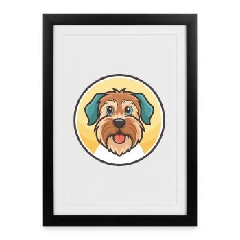 Briquet Griffon Vendéen Chien Race Dessin Animé Kawaii - Affiche encadrée (27 × 37 cm) - noir - Devant
