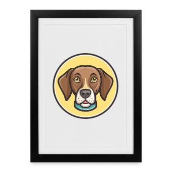 Belgian Pointer Dog Breed Cartoon Kawaii Clipart - Framed poster (27 × 37 cm) - black - Front