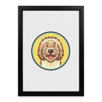Bergamasco Shepherd Dog Breed Funny Cartoon Kawaii - Framed poster (27 × 37 cm) - black - Front